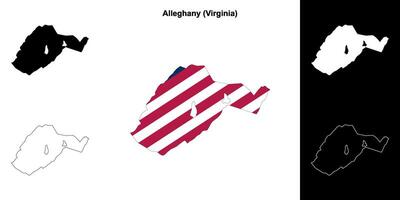 Alleghany County, Virginia outline map set vector