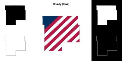 Grundy County, Iowa outline map set vector