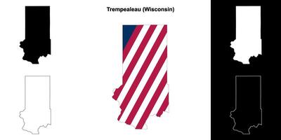 Trempealeau County, Wisconsin outline map set vector