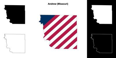 Andrew County, Missouri outline map set vector