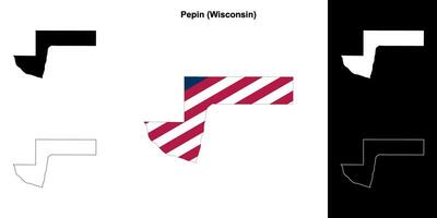 Pepin County, Wisconsin outline map set vector