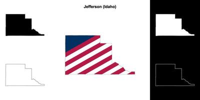 Jefferson County, Idaho outline map set vector