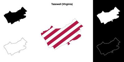 Tazewell County, Virginia outline map set vector