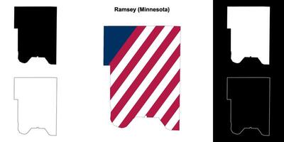 Ramsey County, Minnesota outline map set vector
