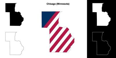 Chisago County, Minnesota outline map set vector