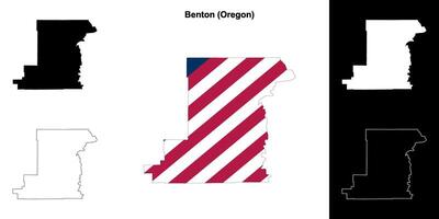 Benton County, Oregon outline map set vector