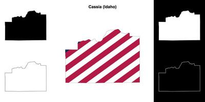 Cassia County, Idaho outline map set vector