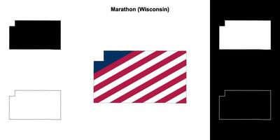 Marathon County, Wisconsin outline map set vector