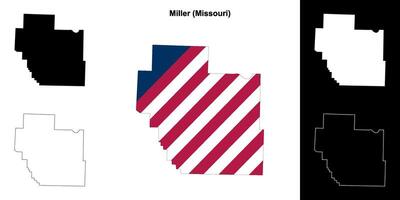 Miller County, Missouri outline map set vector