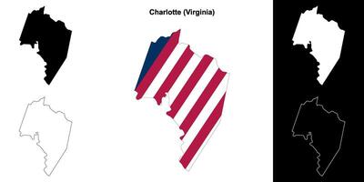 Charlotte County, Virginia outline map set vector