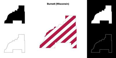 Burnett condado, Wisconsin contorno mapa conjunto vector