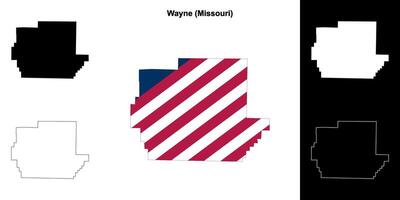 Wayne County, Missouri outline map set vector