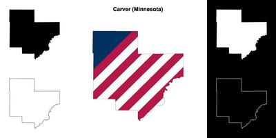 Carver County, Minnesota outline map set vector