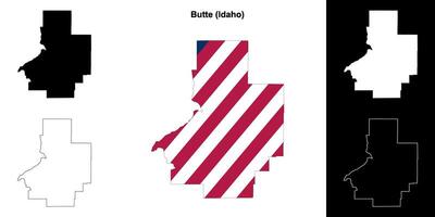 Butte County, Idaho outline map set vector