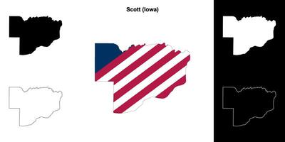 Scott County, Iowa outline map set vector