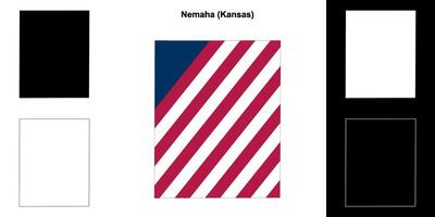 Nemaha County, Kansas outline map set vector