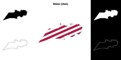 Weber County, Utah outline map set vector