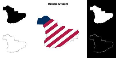 Douglas County, Oregon outline map set vector