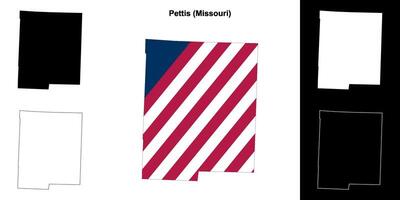 Pettis County, Missouri outline map set vector