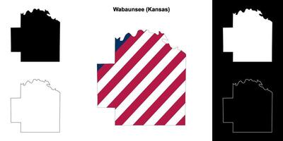 Wabaunsee County, Kansas outline map set vector