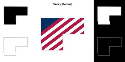 Finney County, Kansas outline map set vector