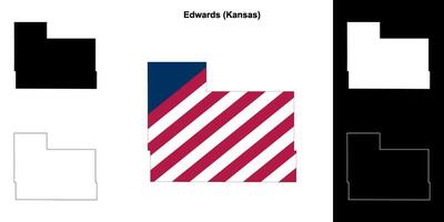 Edwards County, Kansas outline map set vector