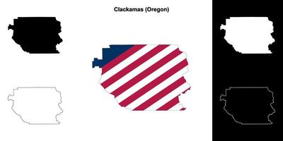 Clackamas County, Oregon outline map set vector