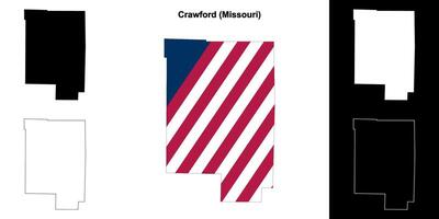 Crawford County, Missouri outline map set vector