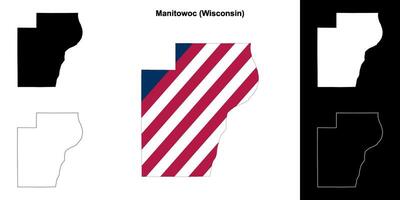 Manitowoc County, Wisconsin outline map set vector