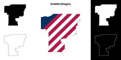 Umatilla County, Oregon outline map set vector