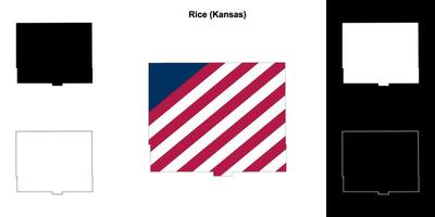 Rice County, Kansas outline map set vector