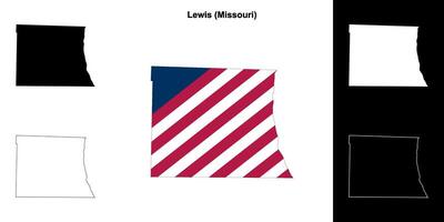 Lewis County, Missouri outline map set vector