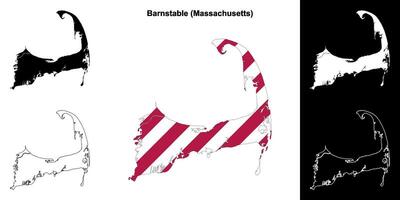 Barnstable County, Massachusetts outline map set vector