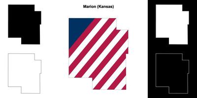 Marion County, Kansas outline map set vector