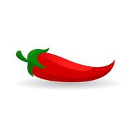 red chili. cayenne paprika. Pepper icon with shadow isolated on white background. Illustration of vegetable. Hot spicy chili. vector