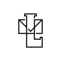 letra l y correo logo diseño modelo. letra l y correo sencillo negro color icono diseño en blanco antecedentes vector