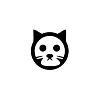 a black and white cat head logo on a white background vector