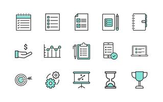 Set icon related to productivity and efficiency vector
