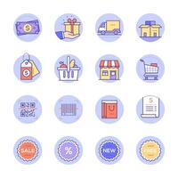 Colorful Shopping Icon Set. Isolated background vector