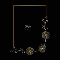 Gold shiny glowing vintage frame with flower isolated floral background Golden luxury frame vector