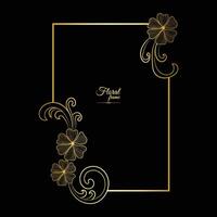 Gold shiny glowing vintage frame with flower isolated floral background Golden luxury frame vector
