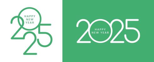 Minimal concept of 2025 Happy New Year sign design. Design templates for posters, celebration season decoration, branding, banner, cover and card vector