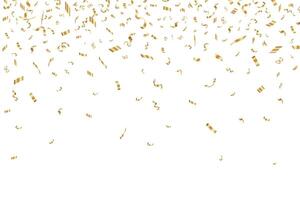 Gold confetti falling background. Shiny gold confetti falling from above vector