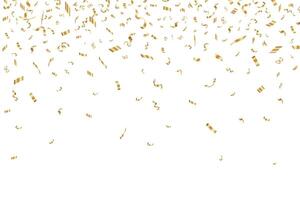 Gold confetti falling background. Shiny gold confetti falling from above vector