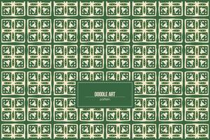 creative doodle art pattern of square batik with green background vector