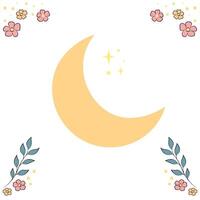 Moon illustration, moon flat style, moon illustration on white isolated background vector