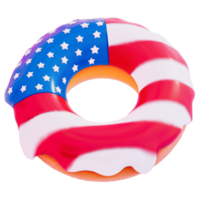 dessert 4e de juillet 3d , Donut sur transparent Contexte , 3d le rendu png