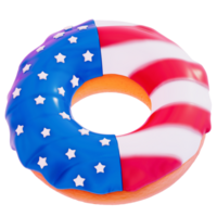 Dessert 4Th of July 3D , Donut on transparent background , 3D Rendering png