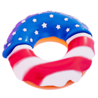 dessert 4e de juillet 3d , Donut sur transparent Contexte , 3d le rendu png