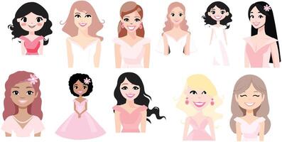 Cartoon Bride and Bridesmaids vector